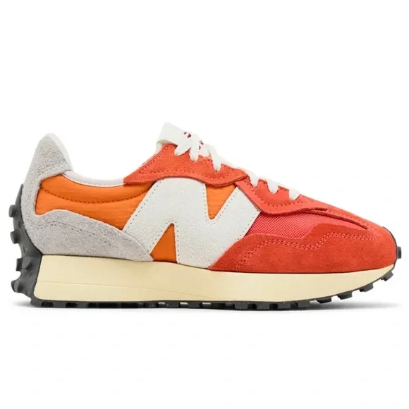 New Balance 327 Orange and White fashion sneakers - Picture 8 of 9